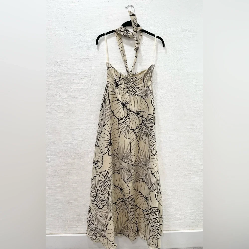 Dissh Malta Palm Linen Halter Maxi Dress - Picture 5 of 6